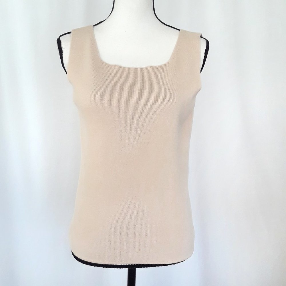 Designers Originals Light Tan Cotton Stretch Knit Sleeveless Shell Tank